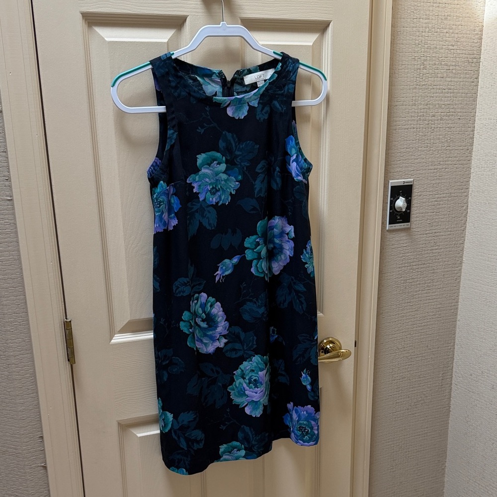 LOFT Black and Blue Floral Mini Dress